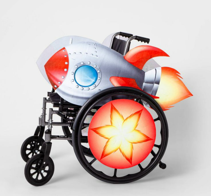Funda adaptable para silla de ruedas con disfraz de Halloween de cohete espacial para niños