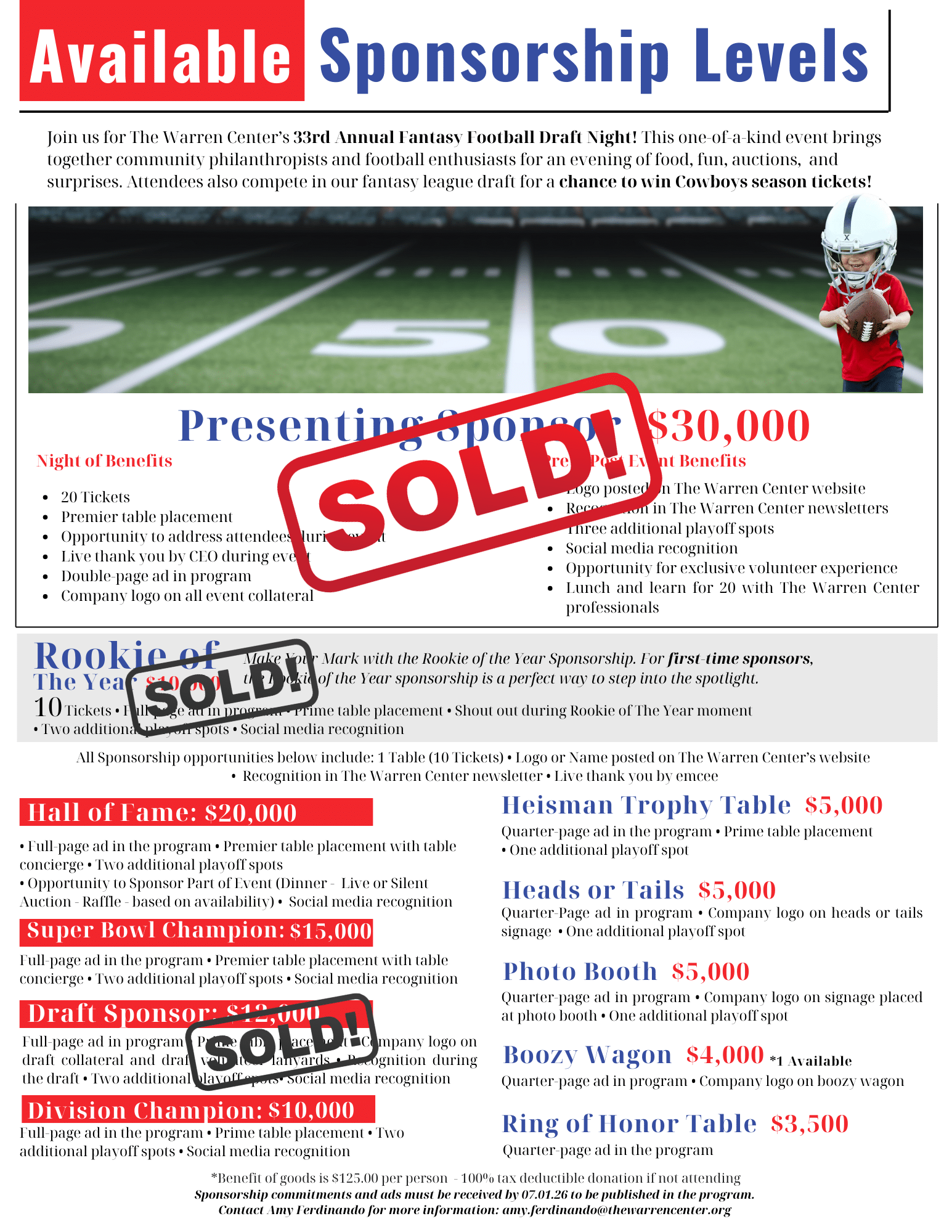 Rd Ff Sponsor Sponsor Form ( ) - The Warren Center | Non-profit organization in Richardson, Texas